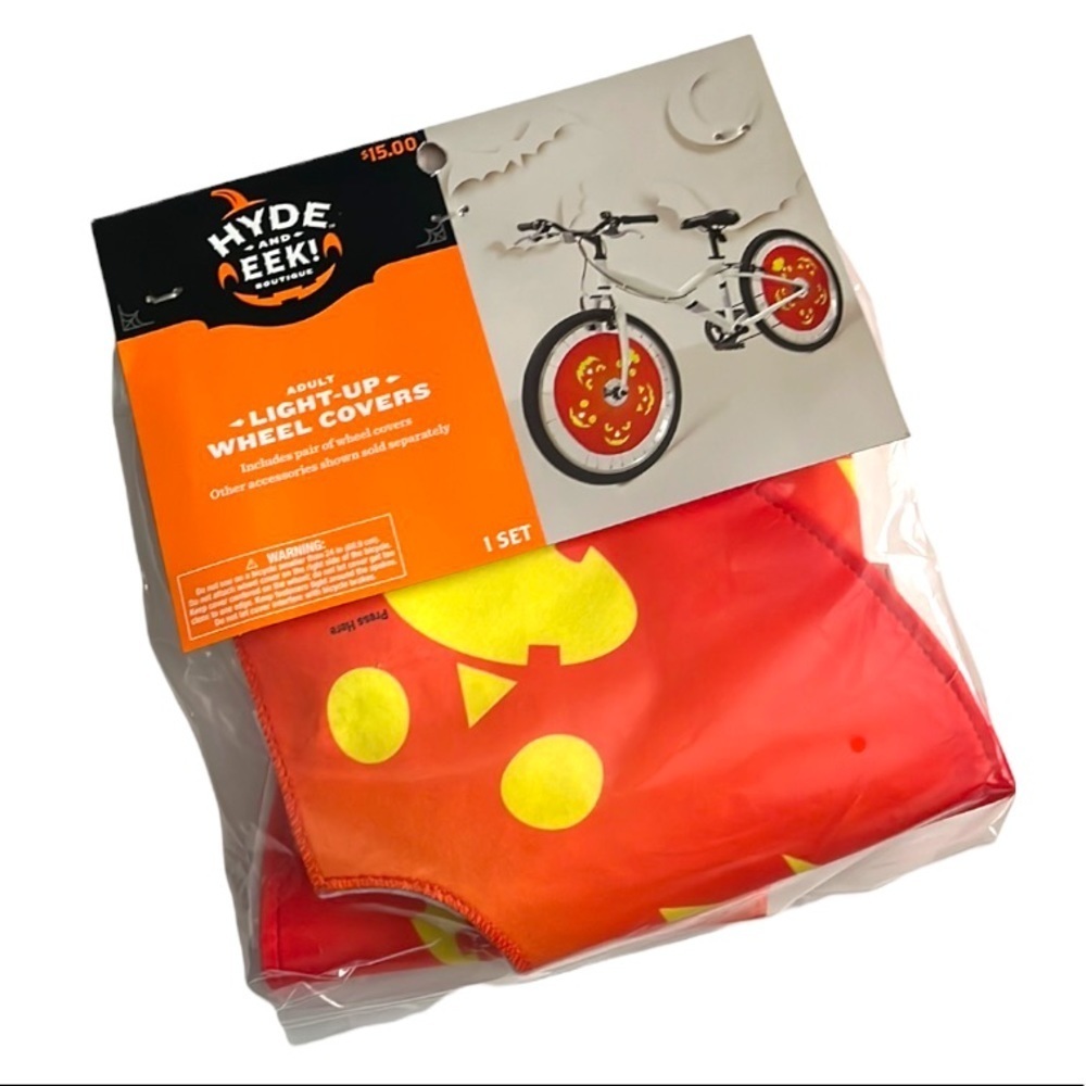 Light Up Pumpkin Bicycle Wheelโ Covers Set Halloween Party Decor NEW
